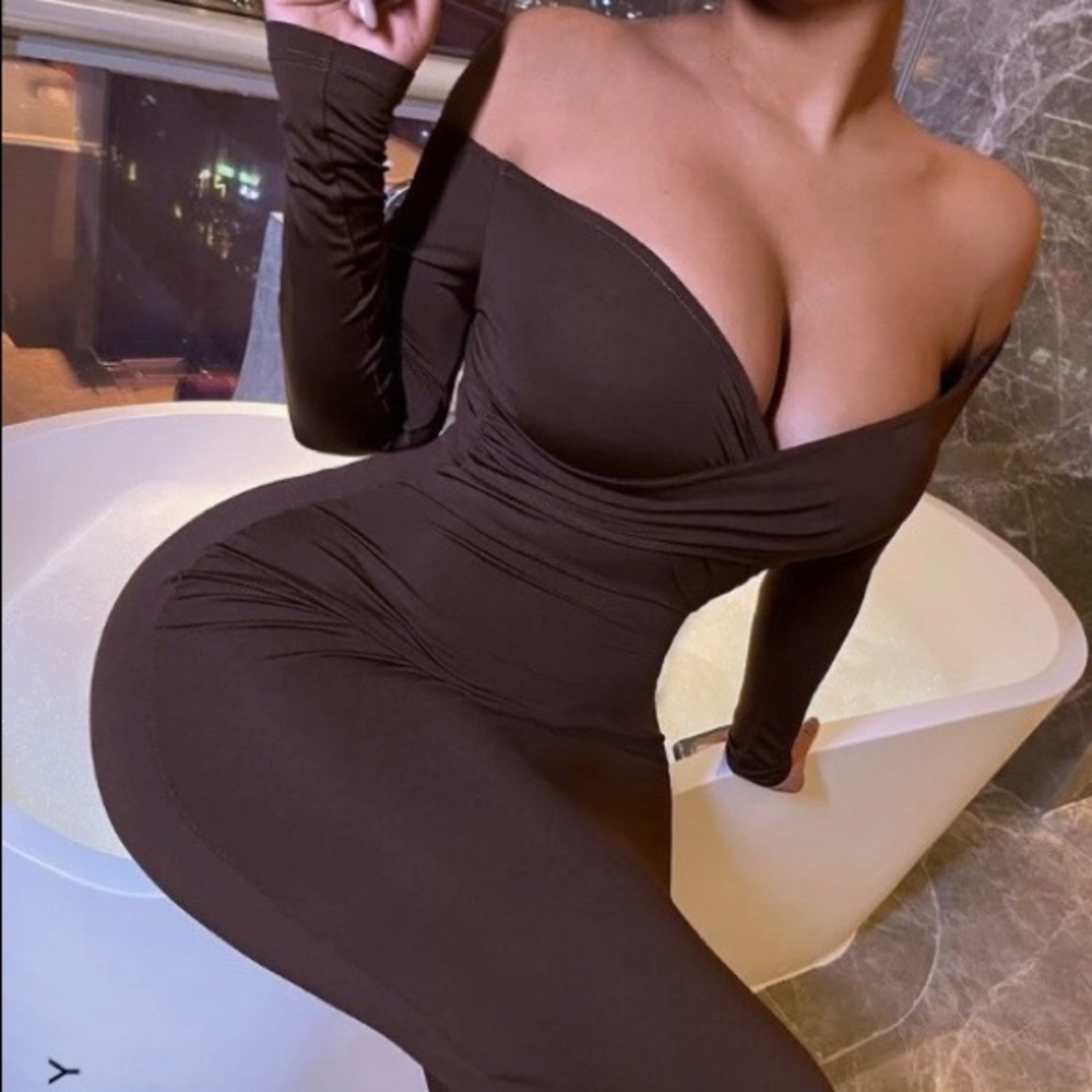 Long chocolate brown dress